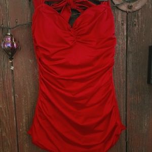 Red Pinup One Piece Swimsuit
